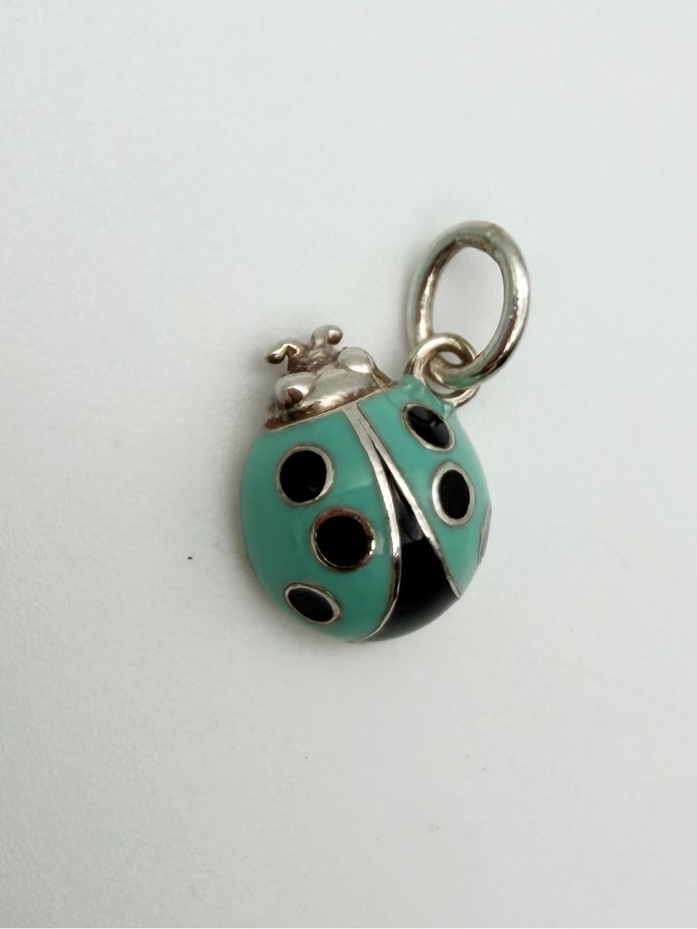 Tiffany & Co. blue enamel lady bug charm sterling silver